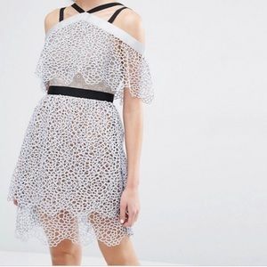 Self Portrait Lace and Ribbon Tiered Dress